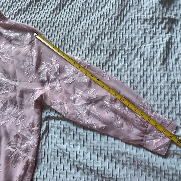 H&M JACQUARD-WEAVE BLOUSE Soft Pink Floral Size L - Picture 13 of 16